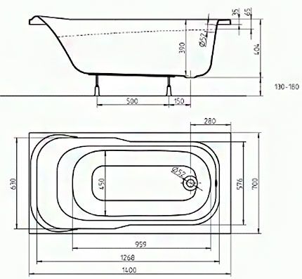 Ванна SENSA 140х70 без ножек 48481 фото