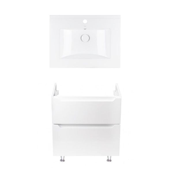 Комплект Qtap тумба підлогова Scorpio 600х825х460 мм White + раковина урізна Albatross QT71SC43951 SD00050075 фото