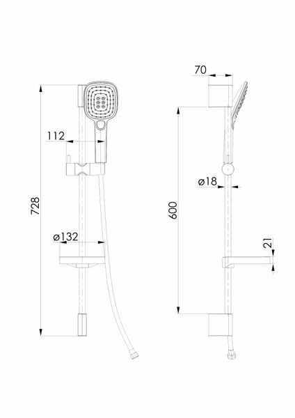 CASCADA B55 гарнитур душевой, лейка 100*247мм, 3 режима, штанга 72 см, шланг PVC 150см, мыльница, de la noche 93966 фото