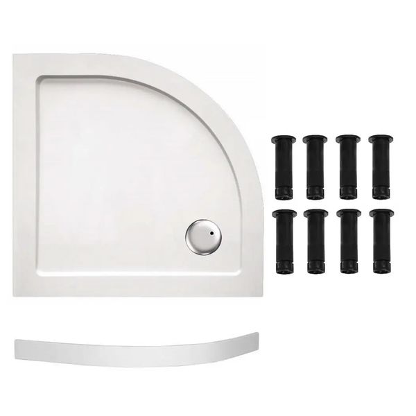 Піддон для душової кабіни EGER SMC 599-9090R fullset 90x90x15см напівкруглий композитний без сифону білий 599-9090R fullset фото