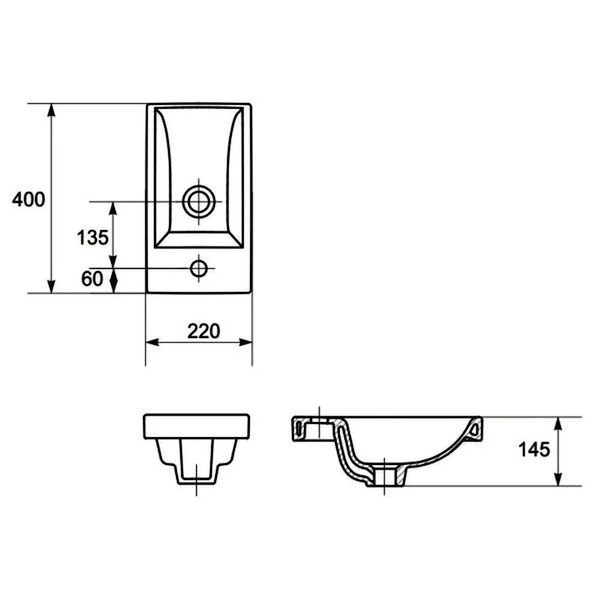 Раковина подвесная в ванную 400мм x 220мм CERSANIT COMO белый прямоугольная K32-001-BOX K32-001-BOX фото