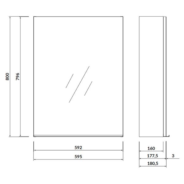 Шкафчик зеркальный Cersanit VIRGO 60 см (ручки черные) серая S522-016 фото