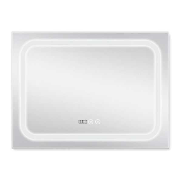 Дзеркало Qtap Mideya (DC-F906) 800х600 з LED-підсвічуванням Touch, з антизапотіванням, з годинником, димером, рег. яскравості QT2078F906W SD00034650 фото