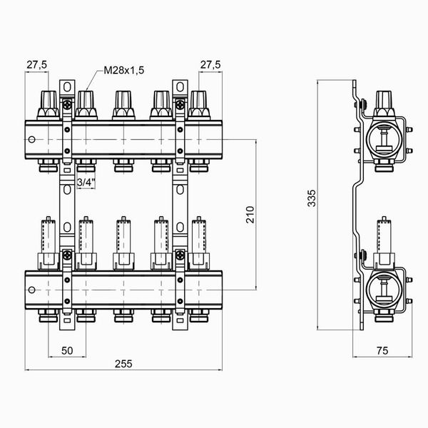 Коллектор Icma 1" 5 выходов, с расходомерами №K013 SD00005236 фото