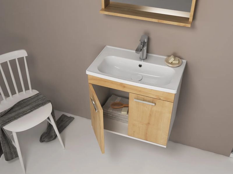 Набор мебели для ванны ROZZY JENORI FIRST коричневый (тумба, зеркало и умывальник с сифоном) RJ20600OK RJ20600OK фото