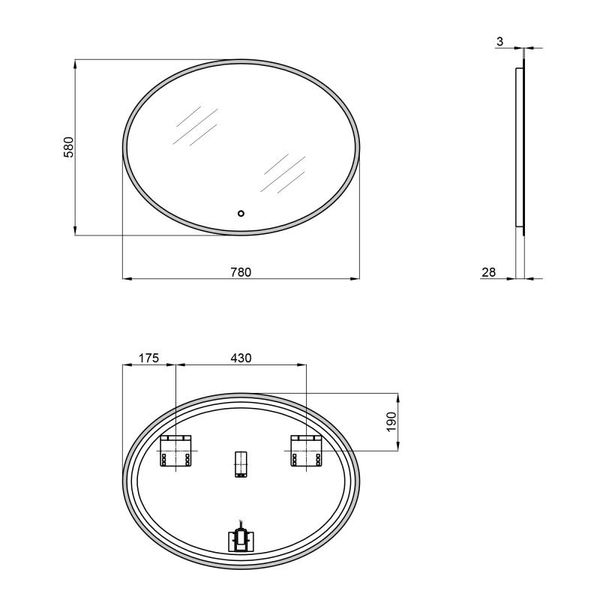 Дзеркало Qtap Virgo 780х580 з LED-підсвічуванням Touch, димер, рег. яскравості QT18783502W SD00045746 фото