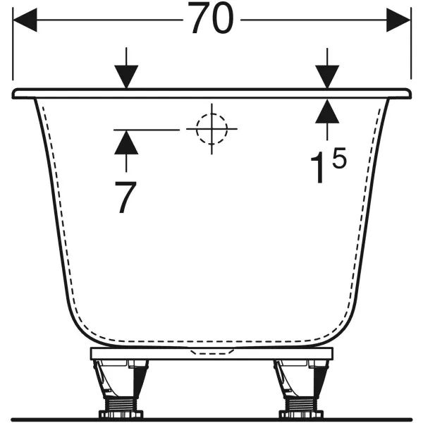 Ванна акриловая Geberit Soana Slim rim с ножками, 170x70 см, белый (554.002.01.1) 554.002.01.1 фото