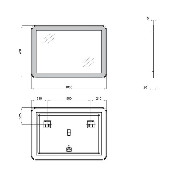 Зеркало Qtap Swan 1000х700 с LED-подсветкой Touch, диммер, рег. яркости QT1678141470100W SD00045749 фото