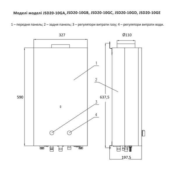 Колонка газовая дымоходная Thermo Alliance JSD20-10GE 10 л панель из стекла White SD00030726 фото