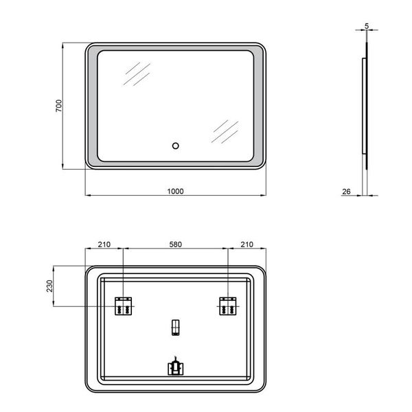 Дзеркало Qtap Leo 1000х700 з LED-підсвічуванням Touch, димер, рег. яскравості QT1178141870100W SD00045754 фото