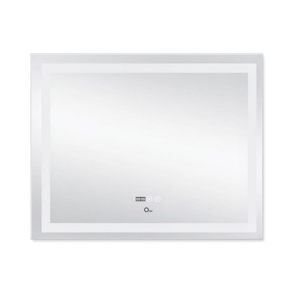 Дзеркало Qtap Mideya (DC-F614) 1000х800 з LED-підсвічуванням Touch, з антизапотіванням, з годинником, димером, рег. яскравості QT2078F614W SD00036735 фото