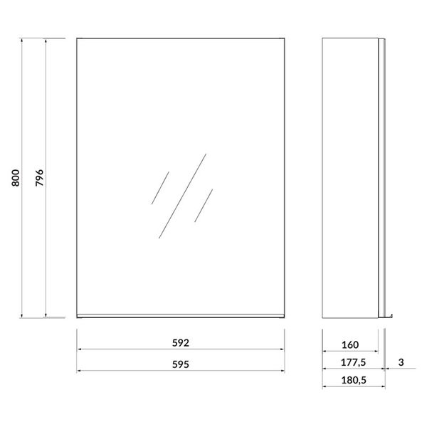 Шафка дзеркальна Cersanit VIRGO 60 см (ручки хром) біла S522-013 фото