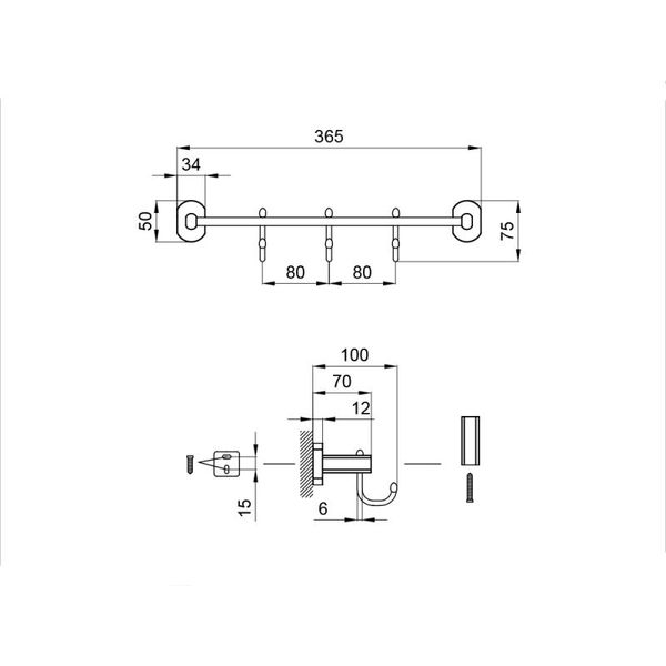 Тримач для рушника Qtap Liberty 3 гачка 365 мм QTLIBANT11543 Antic Bronze SD00031701 фото