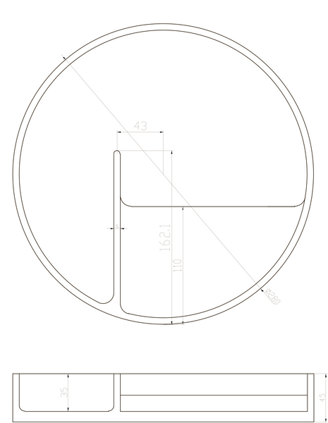 Тарілка для косметики, кам`яна Solid surface D280 * 45mm 59618 фото