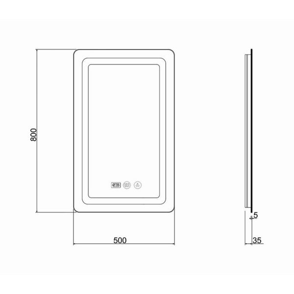 Зеркало Qtap Mideya (DC-F911) 500х800 с LED-подсветкой Touch, с антизапотеванием, с часами, диммером, рег. яркости QT2078F911W SD00036737 фото