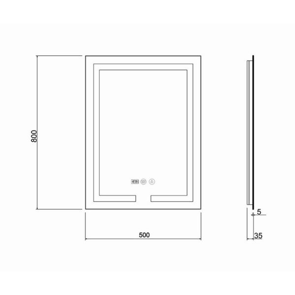 Дзеркало Qtap Mideya (DC-F936) 500х800 з LED-підсвічуванням Touch, з антизапотіванням, з годинником, димером, рег. яскравості QT2078F936W SD00036739 фото