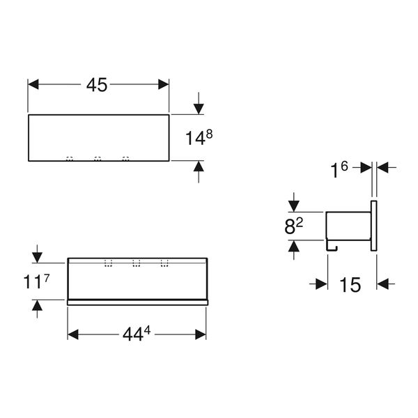 SMYLE SQUARE настенная полка 45*14,8*15см, лава/с порошковым покрытием матовый, орех темный/меламин со структурой дерева 80494 фото