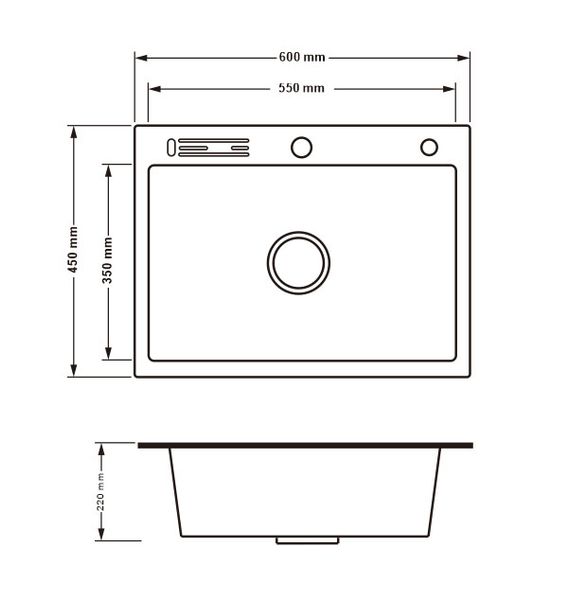 Кухонна мийка Lidz H6045K 3.0/1.0 мм Brush (LIDZH6045KBRU3010) з вбудованним тримачем для ножів LIDZH6045KBRU3010 фото