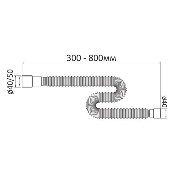 Гофра соединительная Ø40*40/50 мм, 300-800 мм. 76956 фото