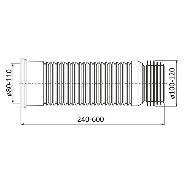 Гофра для унітазу армована Ø80-110 мм, манжета каналізації Ø80-120 мм, 230-430 мм 84774 фото