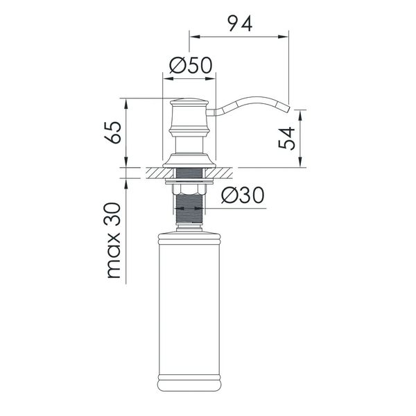 Дозатор врізний для кухонної мийки IMPRESE PODZIMA LEDOVE ZMK01170130 на 280мл металевий хром ZMK01170130 фото