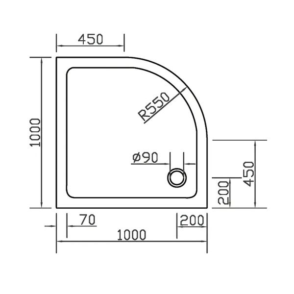 Піддон для душової кабіни EGER SMC 599-1010R 100x100x3.5см напівкруглий композитний без сифону білий 599-1010R фото
