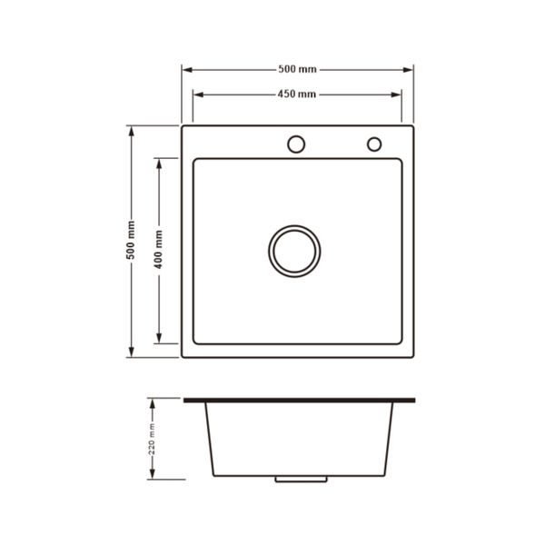 Кухонна мийка Lidz H5050G 3.0/0.8 мм Brush Grey (LDH5050GPVD3008) LDH5050GPVD3008 фото