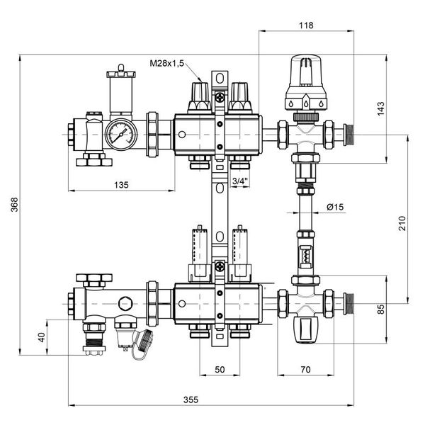 Коллекторная группа Icma 1" 2 выхода, с расходомером №K0111 SD00005137 фото