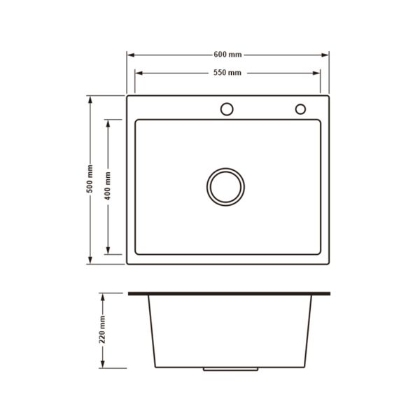 Кухонна мийка Lidz H6050B 3.0/0.8 мм Brush Black (LDH6050BPVD3008) LDH6050BPVD3008 фото