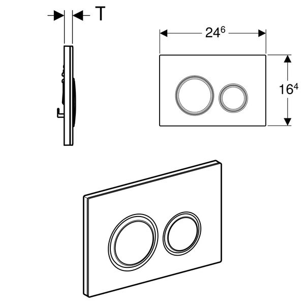 Кнопка зливу для інсталяції GEBERIT Sigma21 скляна подвійна глянцева чорна 115.650.SJ.1 115.650.SJ.1 фото
