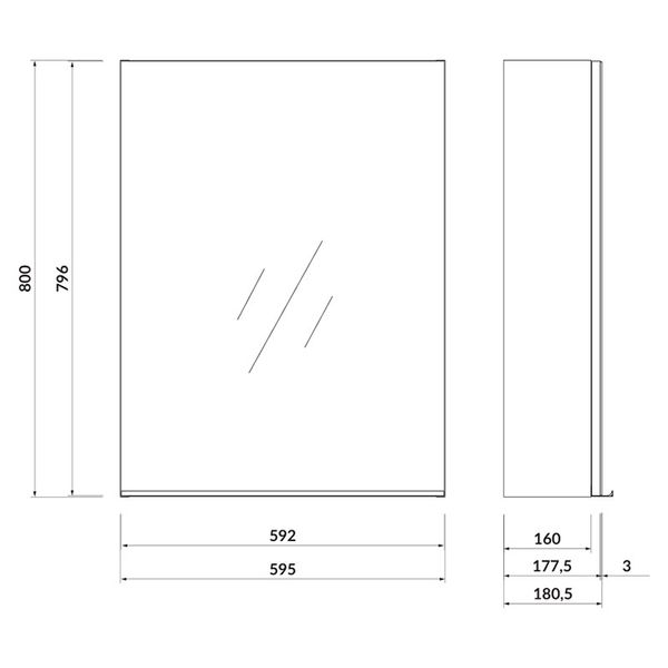 Шафка дзеркальна Cersanit VIRGO 60 см (ручки чорні) біла S522-014 фото