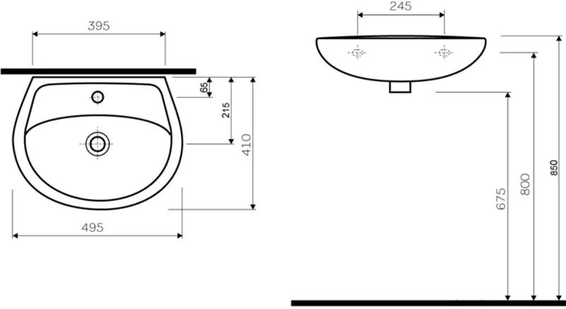 Умывальник подвесной для ванной 495мм x 410мм KOLO IDOL белый полукруглая M1115000U M1115000U фото