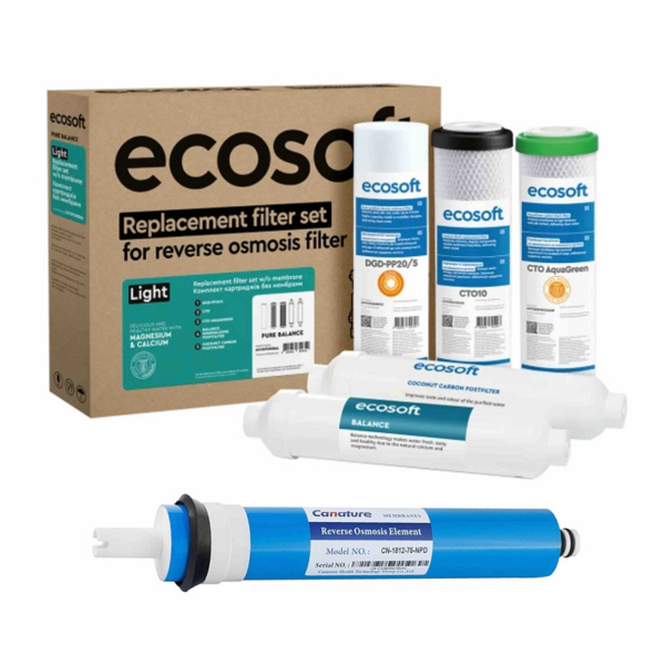 Комплект картриджів Ecosoft P'ure Balance 12 місяців (CHV6PUREBAL) мембрана Canature 1812–75GPD Комплект картриджів Ecosoft P'ure Balance 12 місяців (CHV6PUREBAL) мембрана Canature 1812–75GPD