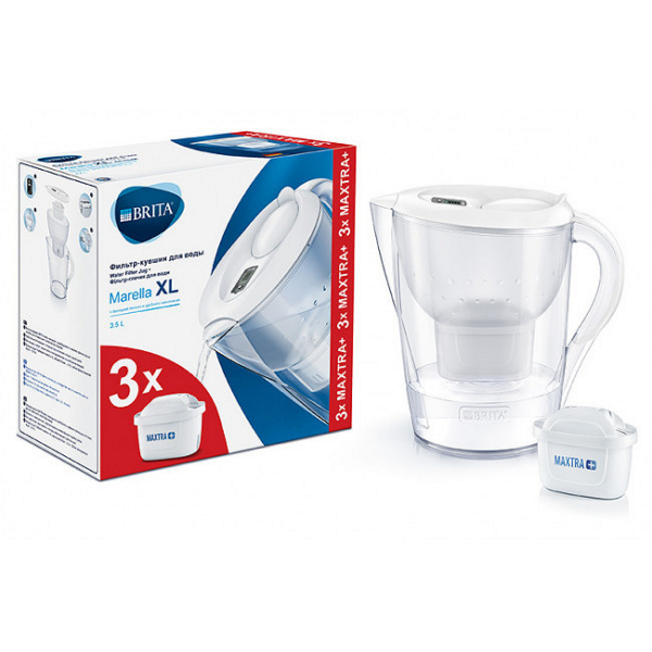 Фільтр-глек для води BRITA Marella XL white 3 картриджі в комплекті Фільтр-глек для води BRITA Marella XL white 3 картриджі в комплекті
