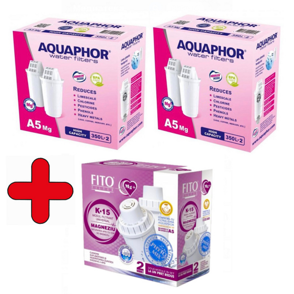 3 комплекта картриджів Аквафор А5 mg (x4) та Fitofilter K15 mg (x2) Magnesium 3 комплекта картриджів Аквафор А5 mg (x4) та Fitofilter K15 mg (x2) Magnesium