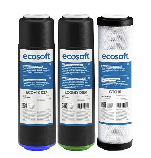 Комплект картриджIв Ecosoft CRV3ECO покращений для проточного фільтру