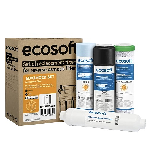 Комплект Ecosoft CHV3ECOAGR + постфільтр Ecosoft для фільтра зворотного осмосу Ecosoft Absolute без мінералізатора