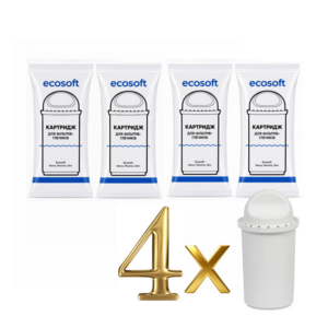 Набір картриджів Ecosoft Покращений (4 шт) для глечиков Ecosoft: Nemo, Maxima, Slim Набір картриджів Ecosoft Покращений (4 шт) для глечиков Ecosoft: Nemo, Maxima, Slim