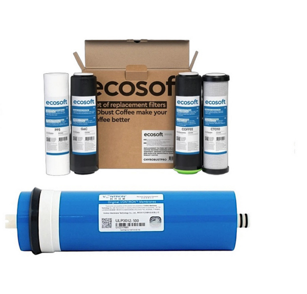 Комплект картриджів Ecosoft RObust COFFEE з мембраною Vontron 500GPD (ULP 3012-500)