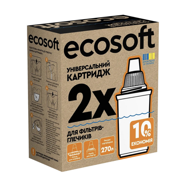 Набір картриджів Ecosoft Універсальний (х2) для фільтрів глечиків Набір картриджів Ecosoft Універсальний (х2) для фільтрів глечиків