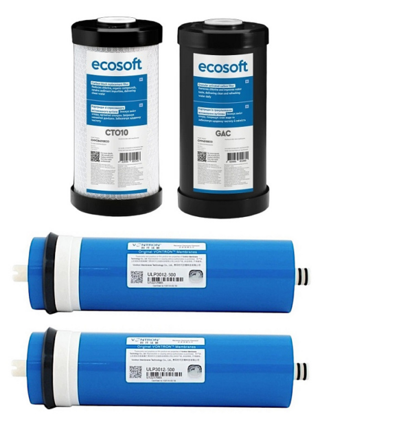 Комплект картриджів Ecosoft RObust 3000MAX + 2шт Мембрани Vontron 500GPD (ULP3012)