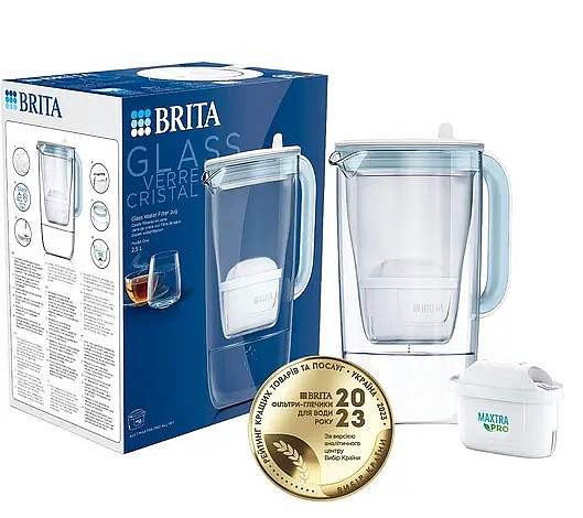 Скляний фільтр-глечик Brita Glass 2,5/1,5л з картриджем Maxtra Pro