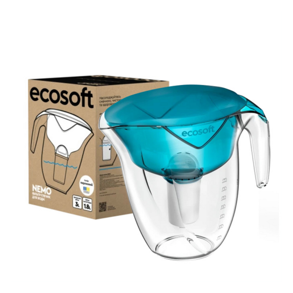 Фільтр глечик Ecosoft Nemo зелений з картриджем + комплект (2 шт) картриджів покращених Фільтр глечик Ecosoft Nemo зелений з картриджем + комплект (2 шт) картриджів покращених