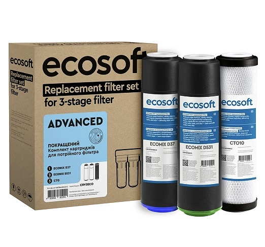 Комплект картриджIв Ecosoft CRV3ECO покращений для проточного фільтру