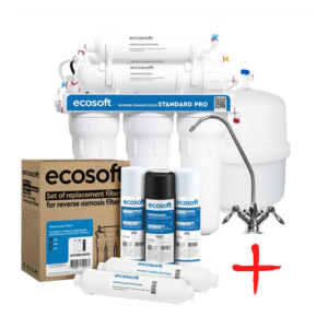 Фільтр зворотного осмосу Ecosoft Standard 6-50М (MO650MECOSTD) + набір картриджів CPV3ECO постфільтр та мінералізатор Фільтр зворотного осмосу Ecosoft Standard 6-50М (MO650MECOSTD) + набір картриджів CPV3ECO постфільтр та мінералізатор