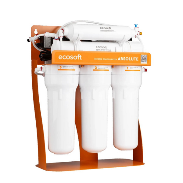 Фільтр зворотного осмосу Ecosoft Absolute з мінералізатором (MO675PSEC) з помпою на станині Фільтр зворотного осмосу Ecosoft Absolute з мінералізатором (MO675PSEC) з помпою на станині