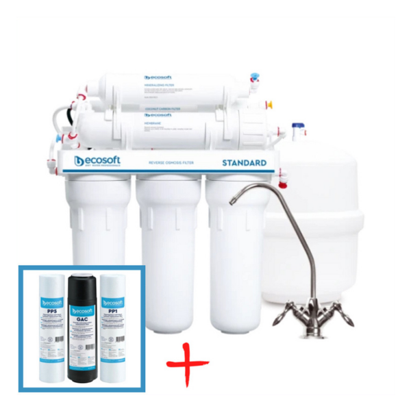 Фільтр зворотного осмосу Ecosoft Standard 6-50М (MO650MECOSTD) + набір картриджів CPV3ECO Фільтр зворотного осмосу Ecosoft Standard 6-50М (MO650MECOSTD) + набір картриджів CPV3ECO