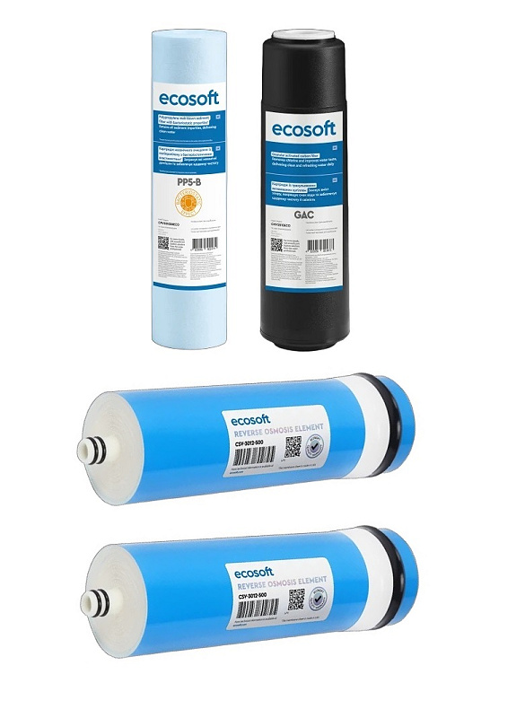 Комплект картриджів Ecosoft RObust 4000 2шт Мембрана Ecosoft 500GPD (CSV3012500ECO)