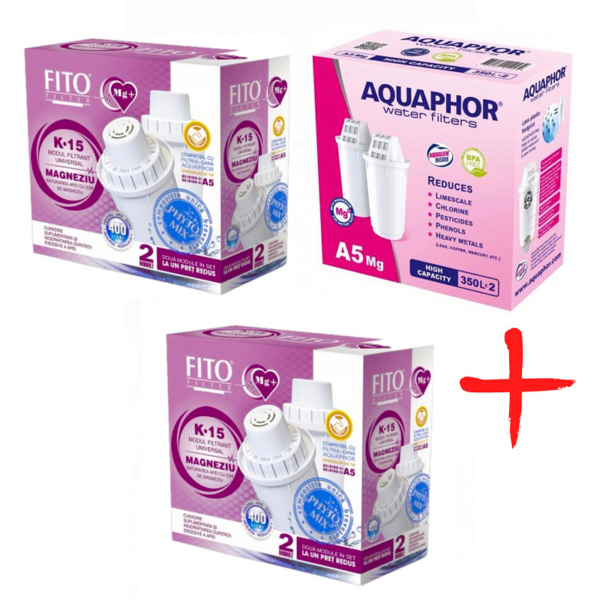 3 комплекта картриджів Аквафор А5 mg (x2) та Fitofilter K15 mg (x4) Magnesium 3 комплекта картриджів Аквафор А5 mg (x2) та Fitofilter K15 mg (x4) Magnesium