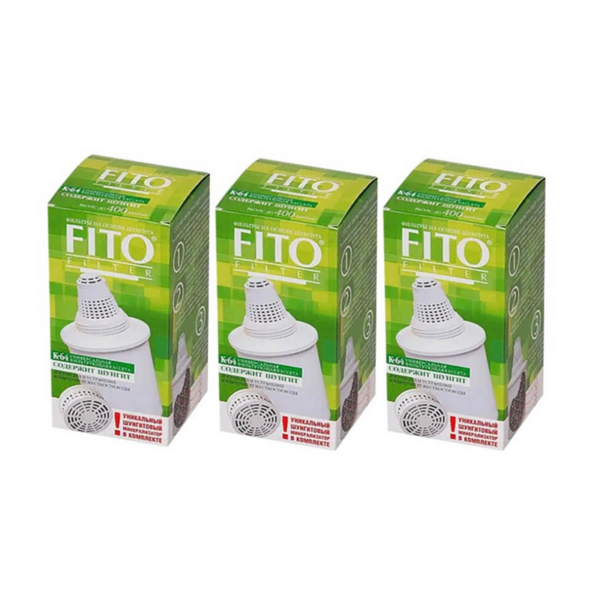 Набір картриджів Fito Filter K64 Бар'єр ( 3 шт ) з шунгітовим мінералізатором для глечиків Барʼєр Набір картриджів Fito Filter K64 Бар'єр ( 3 шт ) з шунгітовим мінералізатором для глечиків Барʼєр